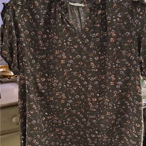 Les Amis  olive green  floral Blouse